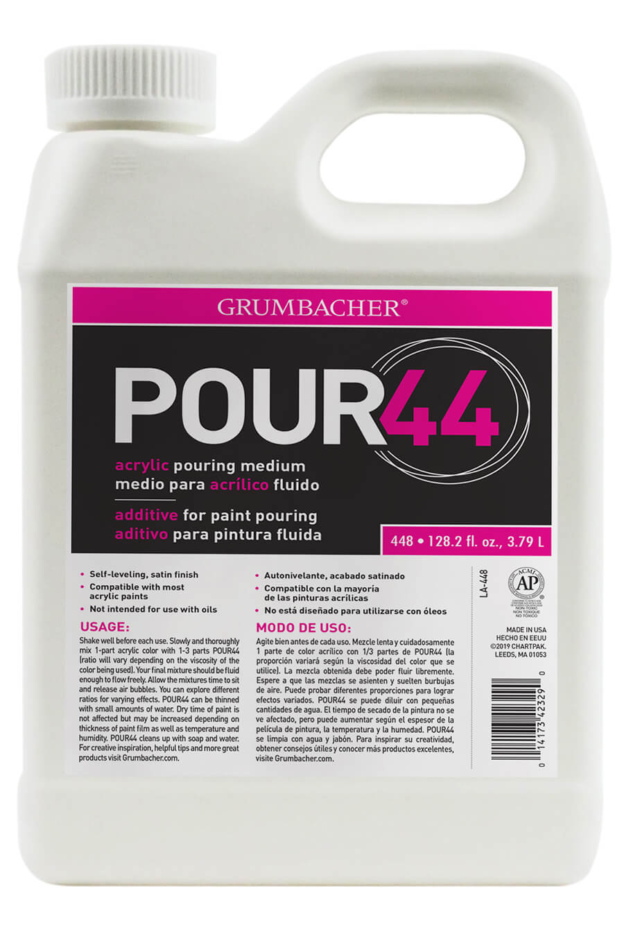 Grumbacher Pour44 Medium, Acrylic Pouring Medium, 1 Gal